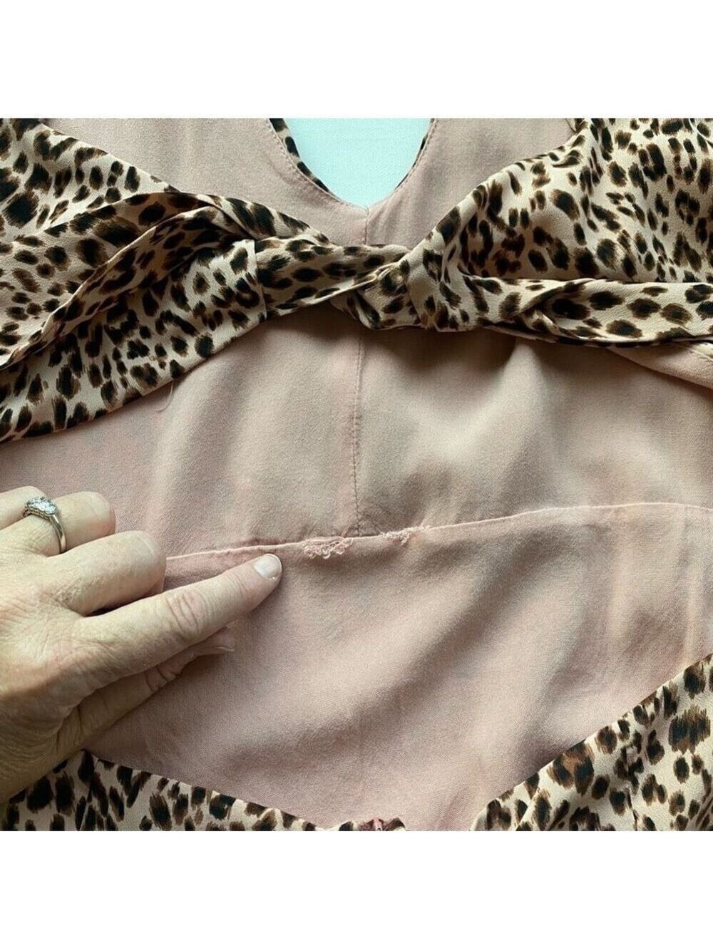 4SI3NNA Hasmik Leopard-Print Tie-Waist Mini Dress Women’s Large - Picture 10 of 15